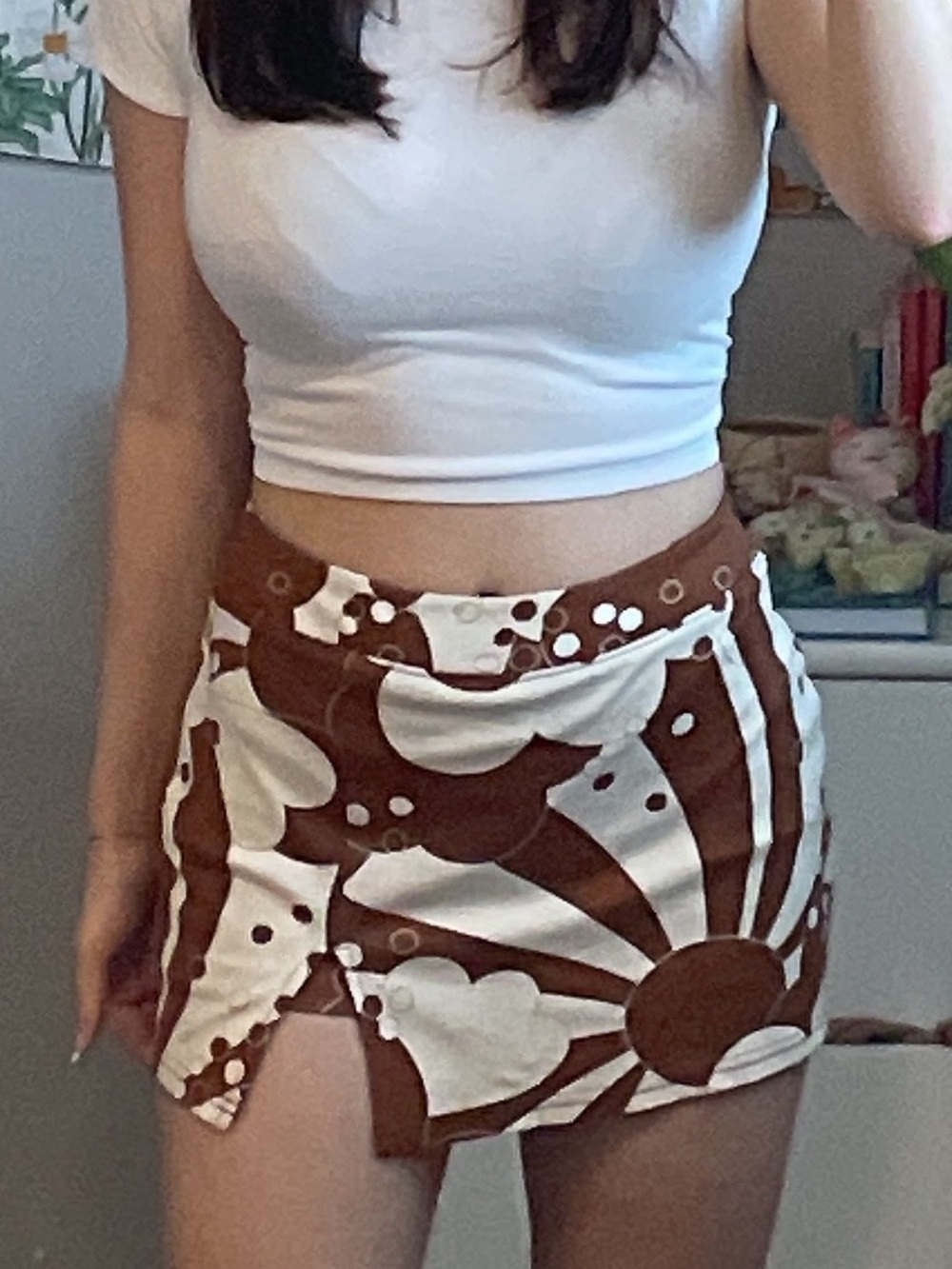 Urban Outfitters Brown & White Mini Skort